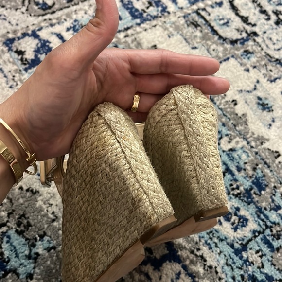 Diane von Furstenberg Nude Sudan Patent Wedge Espadrilles Sandals sz 8.5M - Picture 15 of 16